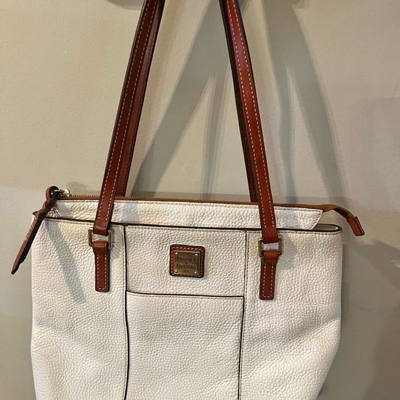 Dooney & Bourke Handbags - Dooney & Bourke White and Brown Leather Tote Bag